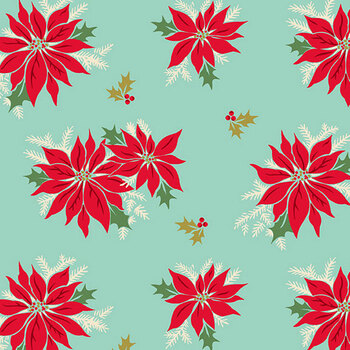 Home for the Holidays A-10843-T Poinsettia Glacier by Andover Fabrics