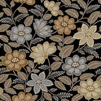 Night Blooms A-10923-K Night Blooms Ebony by Nancy Rink for Andover Fabrics