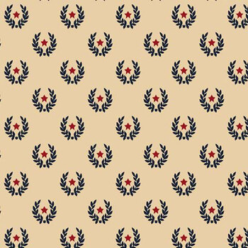 America the Beautiful R332390D Beige Star Wreath by Judie Rothermel for Marcus Fabrics