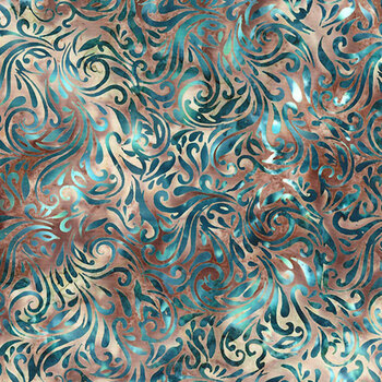 Bali Batiks - Lagoon Flow Y2723-380 Mineral by Hoffman Fabrics