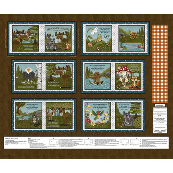 Little Readers 8 2721BP-38 Brown Book Panel by Leanne Anderson and Kaytlyn Kuebler for Henry Glass Fabrics