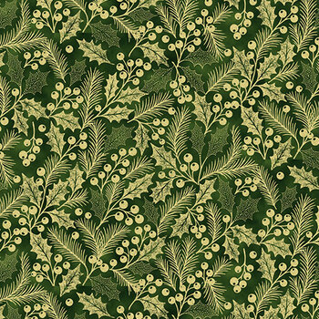 A Cardinal's Christmas Z7833-60G Hunter Gold by Hoffman Fabrics