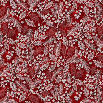 A Cardinal's Christmas Z7833-5S Red Silver by Hoffman Fabrics