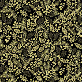 A Cardinal's Christmas Z7833-4G Black Gold by Hoffman Fabrics