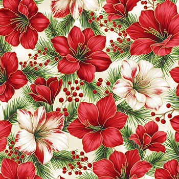 A Cardinal's Christmas Z7831-20G Natural Gold by Hoffman Fabrics