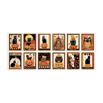 Harvest Moon Magic HMMA-6764 ORNGBLK Panel by Bernadette Deming for P&B Textiles