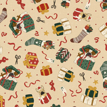 Christmas Tails CTAI 6751 NEUTRAL by JJ Design House for P&B Textiles