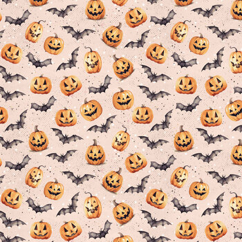 Magic Spells 2359-22 Pink Bats and Pumpkins by Frank Garcia for Blank Quilting
