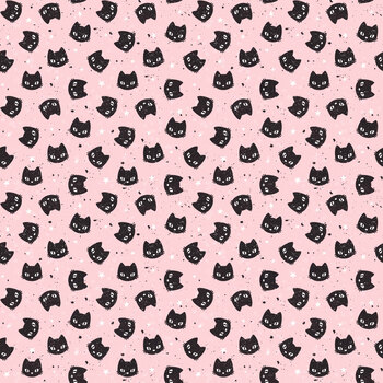 Magic Spells 2362-22 Pink Cat Face Design by Frank Garcia for Blank Quilting