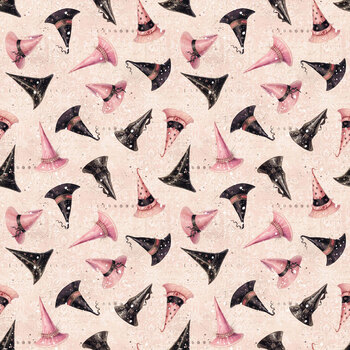 Magic Spells 2363-22 Pink Witch Hats by Frank Garcia for Blank Quilting