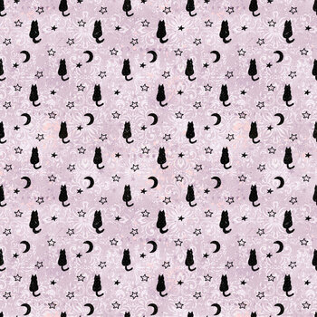 Magic Spells 2366-51 Violet Starry Cats by Frank Garcia for Blank Quilting