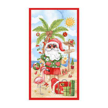 Santa on Vacation 1394PH-13 Sky Blue Panel by Urban Essence Design for Blank Quilting
