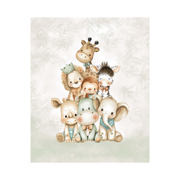 Tiny Tails 3143PH-16 Soft Sage Snuggle Panel by Tango Twist Designs for Blank Quilting