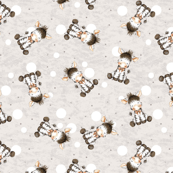 Tiny Tails 3144-90 Soft Gray Zebras by Tango Twist Designs for Blank Quilting