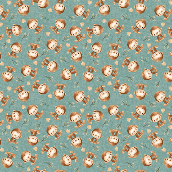 Tiny Tails 3147-77 Powder Blue Tossed Monkeys by Tango Twist Designs for Blank Quilting
