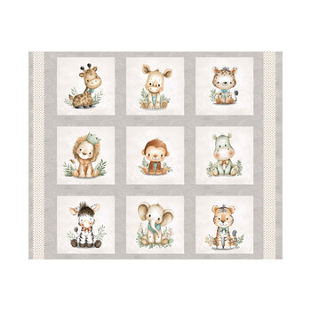 Tiny Tails 3155BH-90 Soft Gray Blocks Panel by Tango Twist Designs for Blank Quilting
