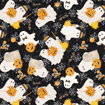 Moonlight Cruisin' 3318G-99 Black Ghost Toss by Shelly Comiskey for Henry Glass Fabrics