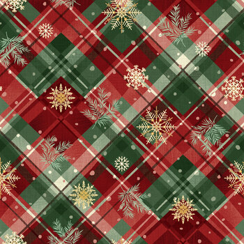 Santa & Friends 3797-68 Green Red Plaid by Color Principle for Henry Glass Fabrics