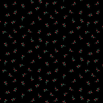 Santa & Friends 3798-99 Black Berry Sprig by Color Principle for Henry Glass Fabrics