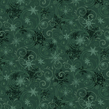 Santa & Friends 3802-66 Teal Snowflake Swirl by Color Principle for Henry Glass Fabrics