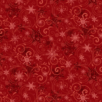 Santa & Friends 3802-88 Red Snowflake Swirl by Color Principle for Henry Glass Fabrics