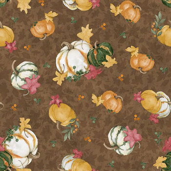 Harvest Haven 3023-39948-257 Pumpkin Toss Brown by Susan Winget for Wilmington Prints