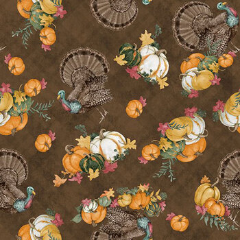 Harvest Haven 3023-39949-282 Harvest Toss Brown by Susan Winget for Wilmington Prints