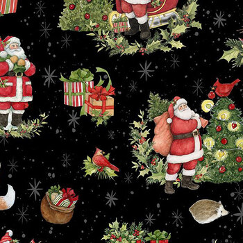 Jolly Days 3023-39955-973 Scenic Toss Black by Susan Winget for Wilmington Prints