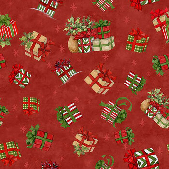 Jolly Days 3023-39958-373 Gift Toss Red by Susan Winget for Wilmington Prints