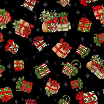 Jolly Days 3023-39958-973 Gift Toss Black by Susan Winget for Wilmington Prints