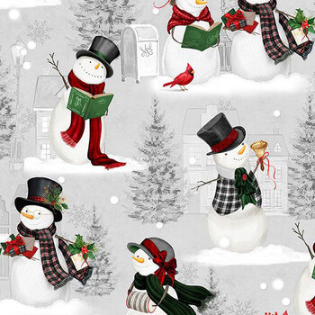 Snowy Serenades 3017-27782-917 Scenic Snowmen Gray by Danielle Leone for Wilmington Prints