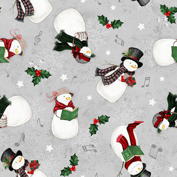 Snowy Serenades 3017-27783-917 Snowman Toss Gray by Danielle Leone for Wilmington Prints