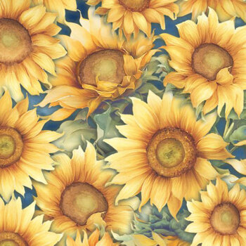 Sunspell 33968-475 Packed Sunflowers Blue by Nancy Mink for Wilmington Prints