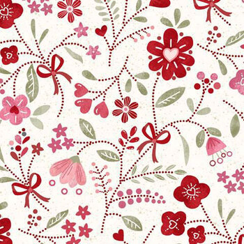 Follow Your Heart R792366D Multi Floral Hearts by Lamb Farm Designs for Marcus Fabrics