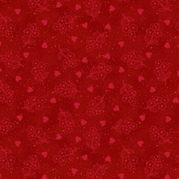 Follow Your Heart R792369D-CRIMSON Crimson Hearts & Flowers by Lamb Farm Designs for Marcus Fabrics