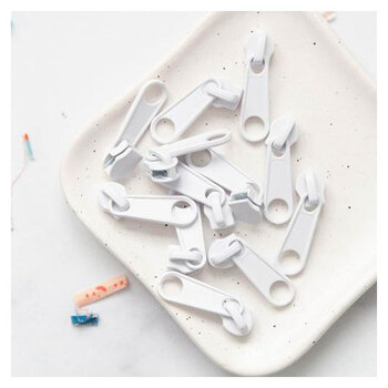 Zipper Pull Set - White - Size #5 Pulls - 12ct