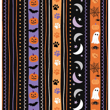 Trick or Trot 3WI25126-MLT-CTN-D Tricky Stripe - Multi by 3 Wishes Fabrics