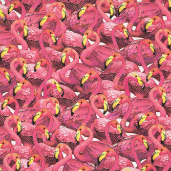Paradise Found NATURE-CD4558 FUCHSIA Packed Flamingos by Timeless Treasures