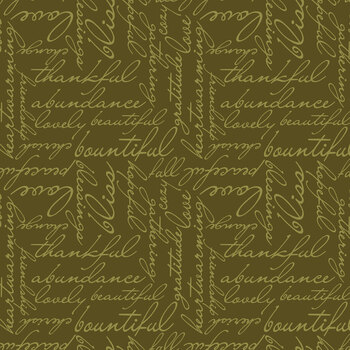 Amber & Spice 15617-44 Heartwarming Words Green by Nicole DeCamp for Benartex