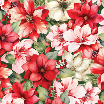 Heartfelt Christmas 15598-99 Heartfelt Poinsettia Multi Panel by Nicole DeCamp for Benartex