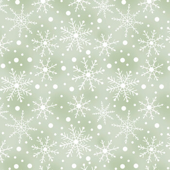 Heartfelt Christmas 15606-41 Holiday Snowflakes Sage by Nicole DeCamp for Benartex
