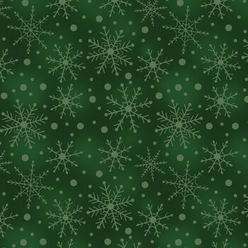 Heartfelt Christmas 15606-44 Holiday Snowflakes Dark Green by Nicole DeCamp for Benartex