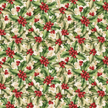 Heartfelt Christmas 15607-99 Holiday Holly Multi by Nicole DeCamp for Benartex