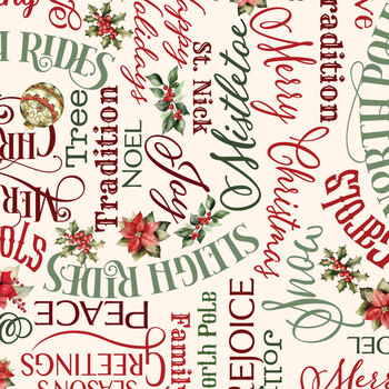 Heartfelt Christmas 15608-07 Heartfelt Christmas Words Cream by Nicole DeCamp for Benartex