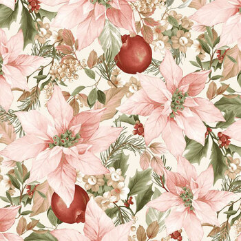 Holiday Blush R022429D Poinsettias Multi by Monika Zhu for Marcus Fabrics