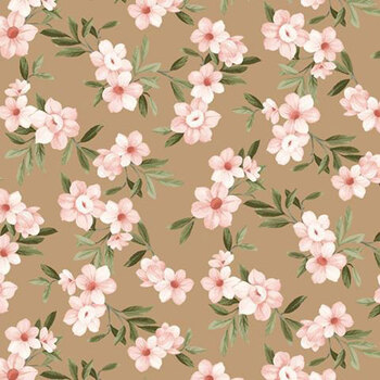 Holiday Blush R022431D Blooms Tan by Monika Zhu for Marcus Fabrics