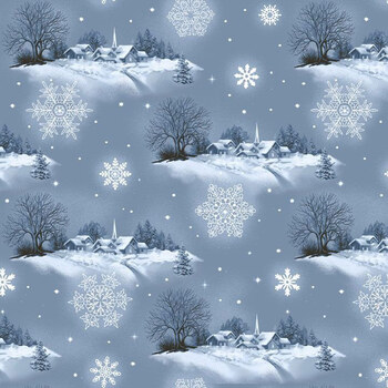 Bentley's Wonderland R652446D Winter Wonderland Blue by The Smithsonian for Marcus Fabrics
