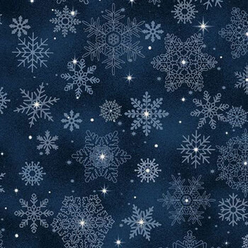 Bentley's Wonderland R652447D Snowy Night Navy by The Smithsonian for Marcus Fabrics