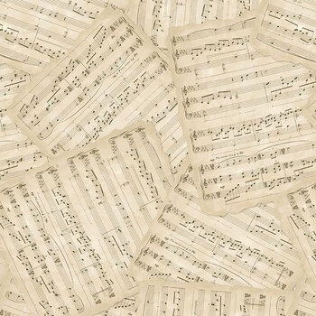 Chateau Noel R522384D Music Sheets Tan by Dawn Heese for Marcus Fabrics