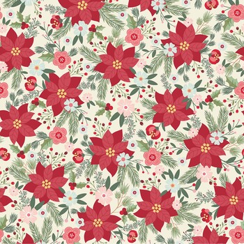 Merry Market MAS11512-ER Christmas Bouquet Cream/Red by Kimberbell for Maywood Studio